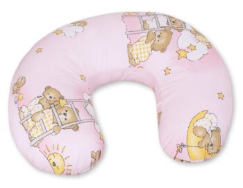 Pillow Croissant Pillow for Nursing Bean Pillow+Removable Cover - Bears Pink