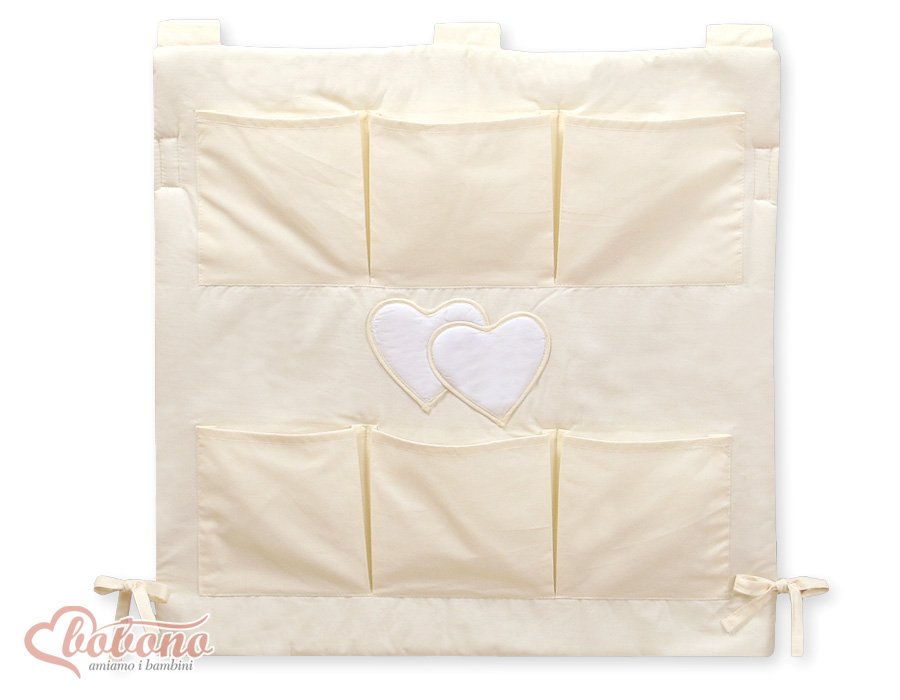 Organizer with Pockets- Hearts Cream