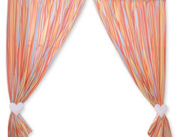 Curtains for Children Room- Hanging Hearts Stripes Orange