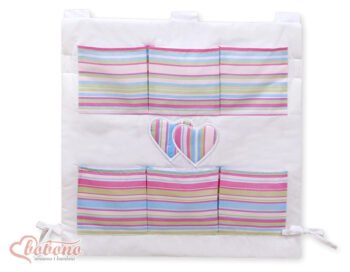 Organizer with Pockets- Hearts Stripes Purple