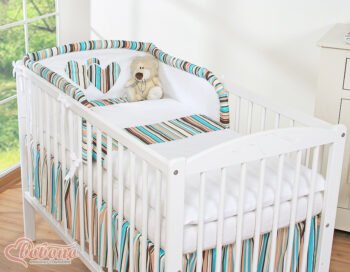 Bedding 3-Pc 135x100 - Hearts Stripes Brown
