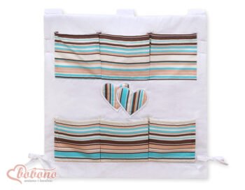 Organizer with Pockets- Hearts Stripes Brown