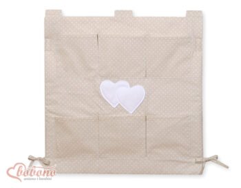 Organizer with Pockets- Hearts Dots for Beige
