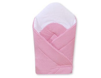 Baby Wrap Stiffened- Hanging Hearts Houndstooth Dark Pink