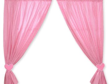 Curtains for Children Room- Hanging Hearts Houndstooth Dark Pink
