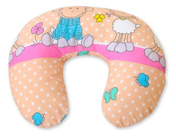 Pillow Croissant Pillow for Nursing Bean Pillow+Removable Cover - Lambs Pink-Beige