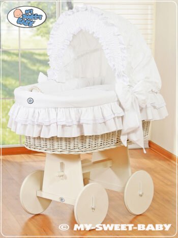 Moses Basket with Hood - Little Angel White