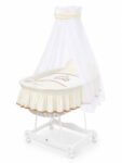 Wicker Moses Basket with Canopy Bear Barnaba - White+Cream Bedding