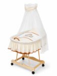 Wicker Moses Basket with Canopy Bear Barnaba - Natural+Cream Bedding
