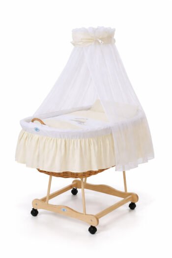 Wicker Moses Basket with Canopy Donkey Lucek - Natural+Cream Bedding