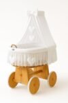 Wicker Moses Basket with Canopy Amelia - Natural+White Bedding