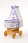 Wicker Moses Basket with Canopy Amelia - Natural+Purple Bedding