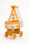 Wicker Moses Basket with Canopy Amelia - Natural+Peach Bedding