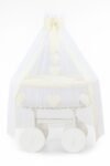 Wicker Moses Basket with Canopy Deluxe Amelia - White+Cream Bedding
