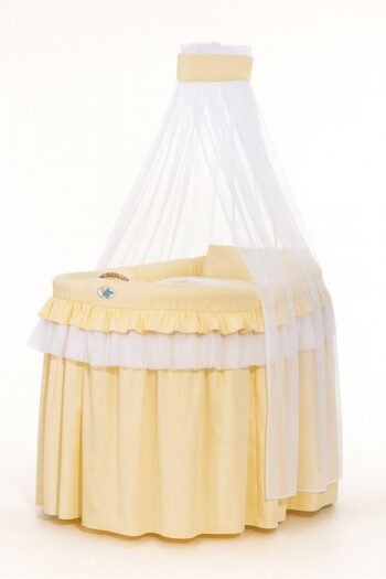 Moses Basket Wicker with Canopy- Little Princess Peach