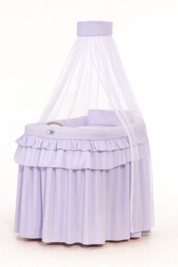 Moses Basket Wicker with Canopy - Little Prince Purple