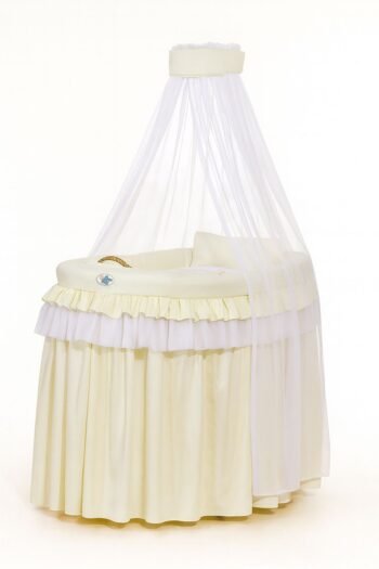 Moses Basket Wicker with Canopy - Little Prince Cream