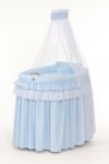 Moses Basket Wicker with Canopy- Little Prince Blue