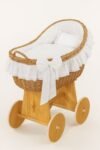 Wicker Moses Basket with Hood Wicker Carina - Natural+White Bedding