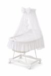Wicker Moses Basket with Canopy Good Night - White+White Bedding