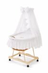 Wicker Moses Basket with Canopy Good Night - Natural+White Bedding
