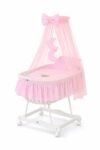 Wicker Moses Basket with Canopy Good Night - White+Pink Bedding