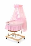 Wicker Moses Basket with Canopy Good Night - Natural+Pink Bedding