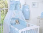 Bedding 5-Pc with 120x90 Canopy - Hanging Hearts Meadow Blue