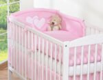 Bedding 3-Pc 120x90 - Hearts Pink