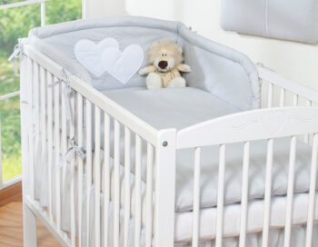 Bedding 3-Pc 120x90 - Hearts Gray