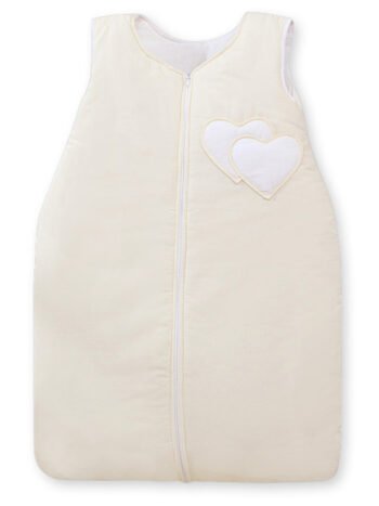 Sleeping Bag for Children Cotton M 6-12 Months TOG 2.5 All-Season Insulated Hearts Cream