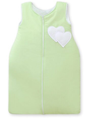 Sleeping Bag for Children Cotton M 6-12 Months TOG 2.5 All-Season Insulated Hearts Green