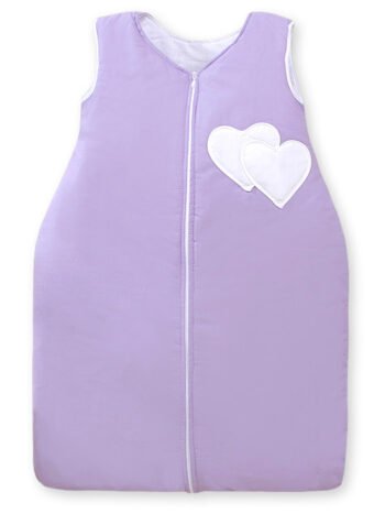 Sleeping Bag for Children Cotton M 6-12 Months TOG 2.5 All-Season Insulated Hearts Purple