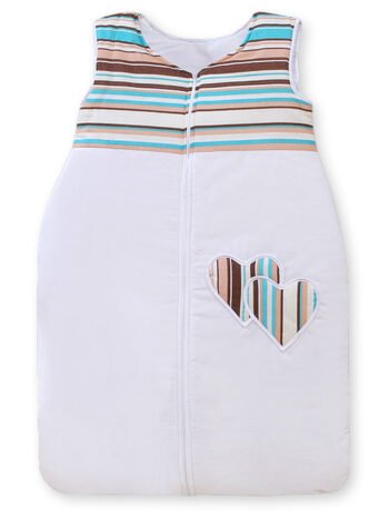 Sleeping Bag for Children Cotton M 6-12 Months TOG 2.5 All-Season Insulated Hearts Stripes Brown