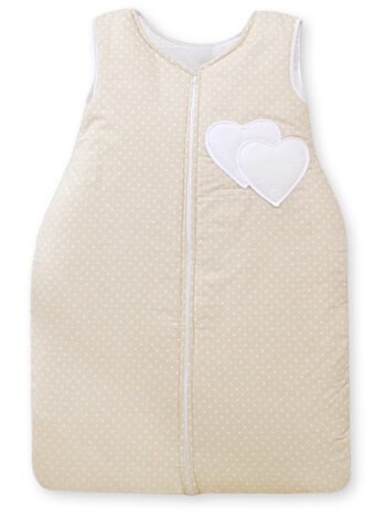 Sleeping Bag for Children Cotton M 6-12 Months TOG 2.5 All-Season Insulated Hearts Dots for Beige