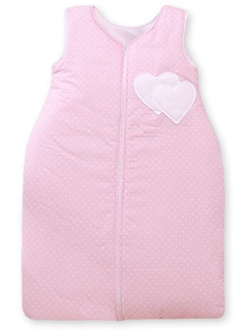 Sleeping Bag for Children Cotton M 6-12 Months TOG 2.5 All-Season Insulated Hearts Dots for Pink