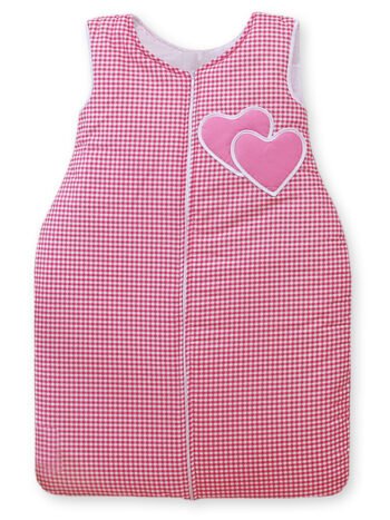 Sleeping Bag for Children Cotton M 6-12 Months TOG 2.5 All-Season Insulated Hearts Houndstooth Dark Pink