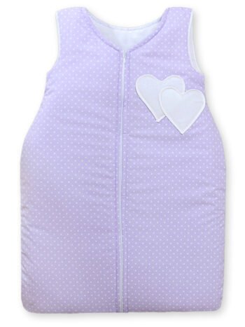 Sleeping Bag for Children Cotton M 6-12 Months TOG 2.5 All-Season Insulated Hearts Dots for Purple