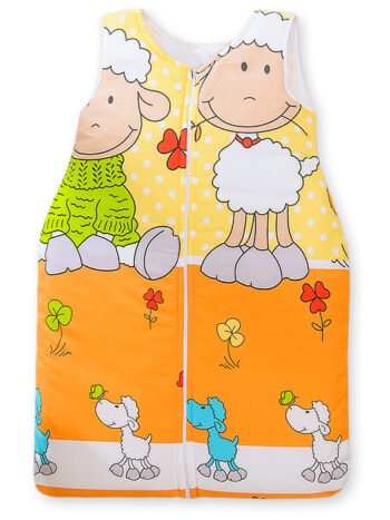 Sleeping Bag for Children Cotton M 6-12 Months TOG 2.5 All-Season Insulated Lambs Orange-Yellow