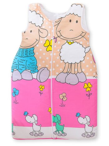 Sleeping Bag for Children Cotton M 6-12 Months TOG 2.5 All-Season Insulated Lambs Pink-Beige