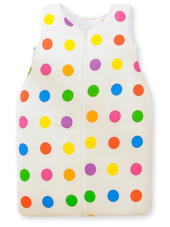 Sleeping Bag for Children Cotton M 6-12 Months TOG 2.5 All-Season Insulated Polka Dots Colourful for Ecru