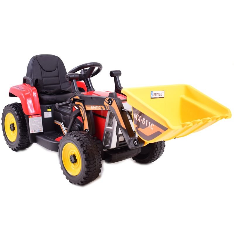1-red-800-2-2.jpg Tractor 12V "Blow" with digger bucket (remote, soft tyres)