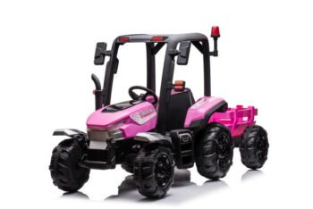 AgriPower 24V Ride-On Tractor with Trailer – Pink