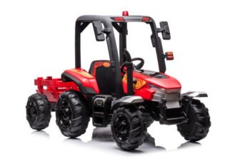 AgriPower 24V Ride-On Tractor with Trailer – Red