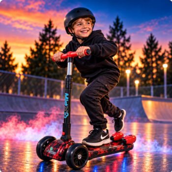 MistX 3 Wheel Foldable Kids Push Vapour Scooter Red