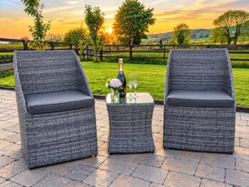 Puglia 3 Piece Rattan Garden Furniture Bistro Tub Set (Grey)