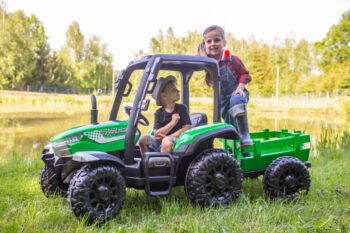 AgriPower 24V Ride-On Tractor with Trailer – Green